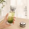 Steel Lid Glass Tea Cup: Double-Walled, Heat-Resistant, Portable, Leak-Proof with Tea Separator