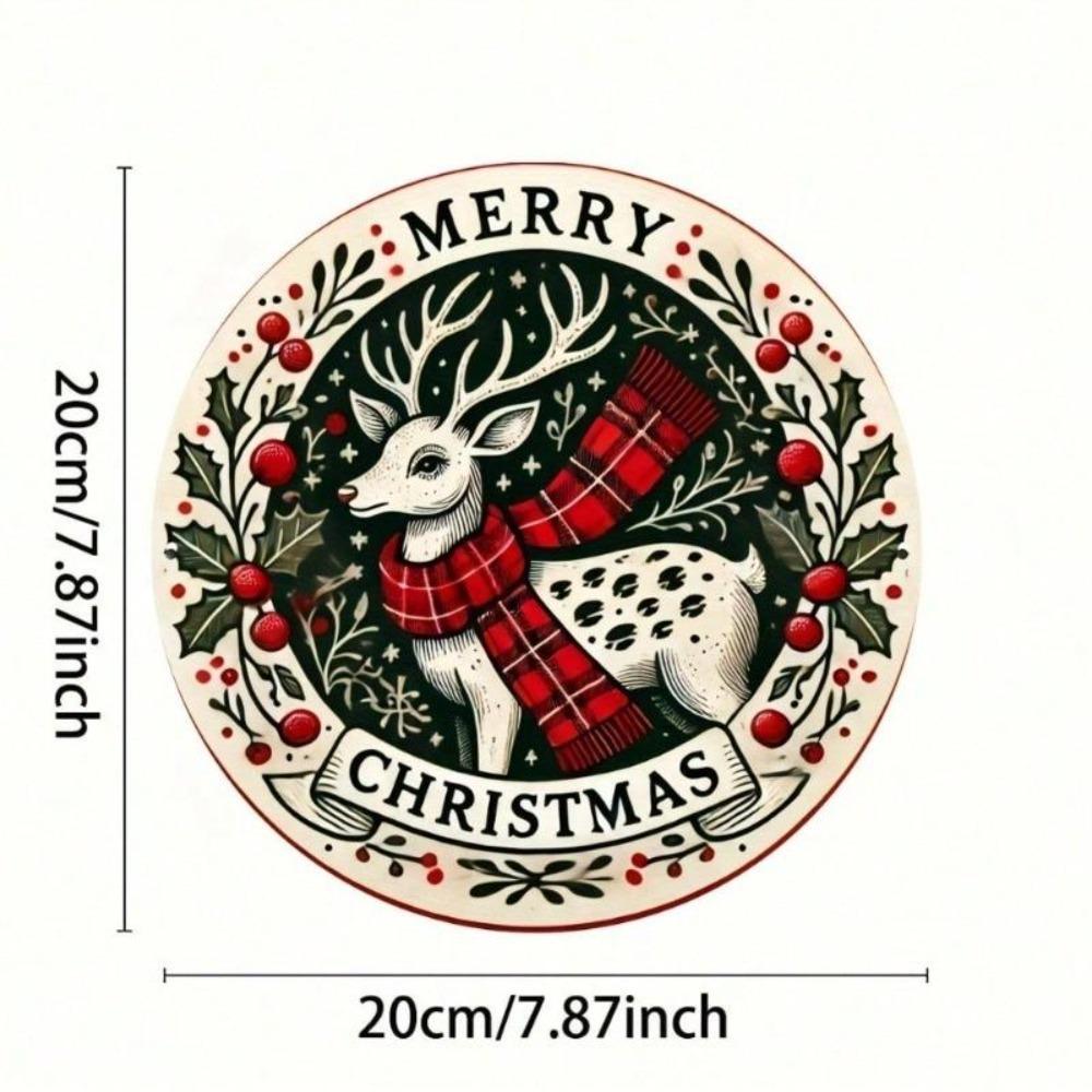 Reindeer Metal Tin Sign Wall Art Decor 8x8 Inch Round for Bar Cafe Club Kitchen