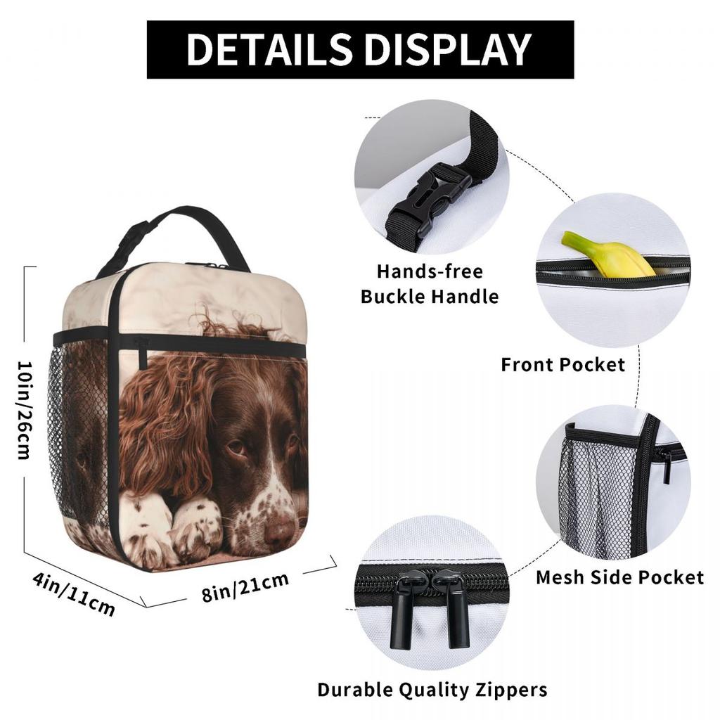 English Springer Spaniel Insulated Lunch Bag for Women Office Cooler Thermal Food Box Tote Leakproof Lunch Boxes Container