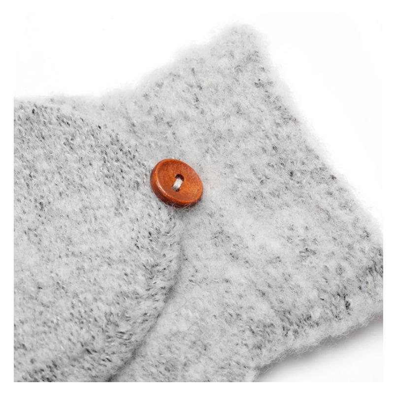 Korean Style Winter Fingerless Woolen Flip-Top Gloves for Outdoor Cycling and Writing