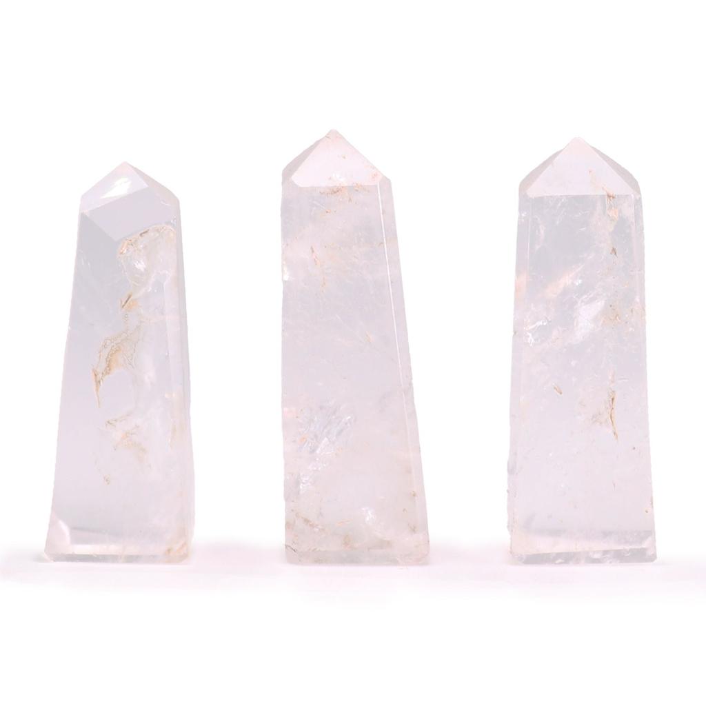 Hand-Carved Clear Quartz Crystal Obelisk Tower 3.5–5cm