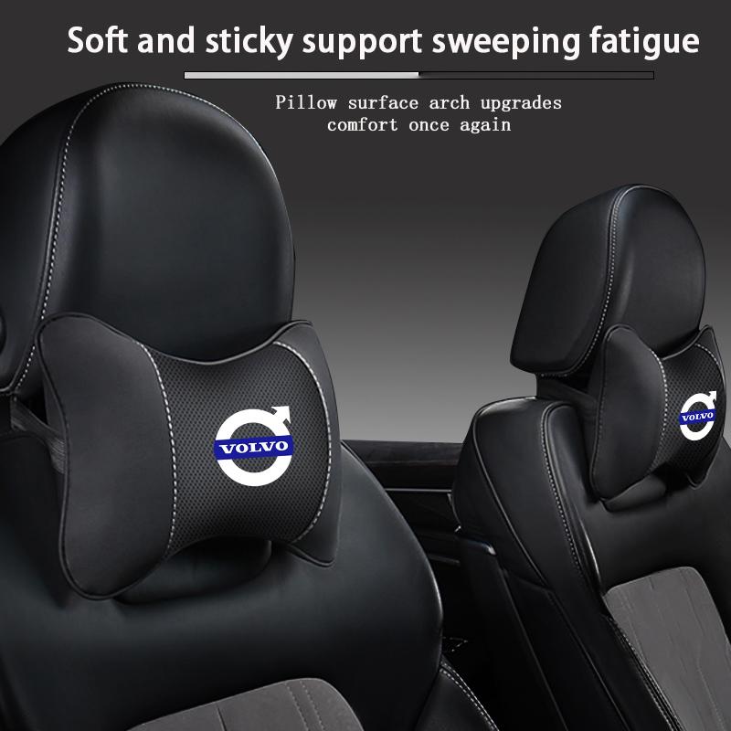 Leather Car Seat Headrest Memory Foam Comfort Neck Pillow Auto Interiors For Volvo Rdesign XC60 XC40 V60 V40 EX30 XC90 S60 V50
