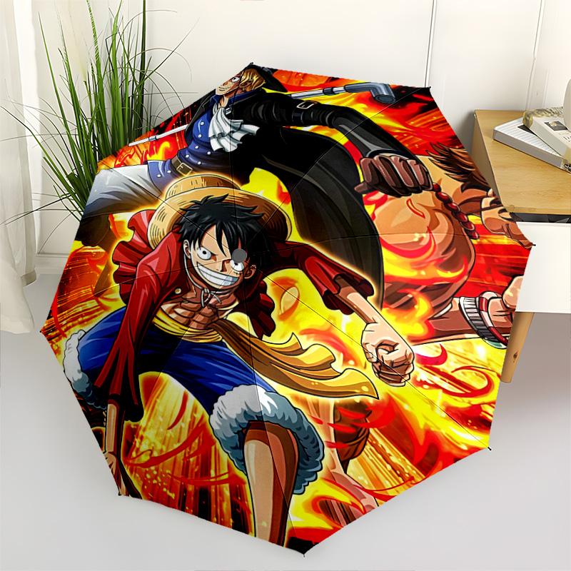 1 PC Automatic Folding Umbrella - Monkey D Luffy Pattern Portable Foldable Design With 8 Ribs Christmas Birthday Gifts