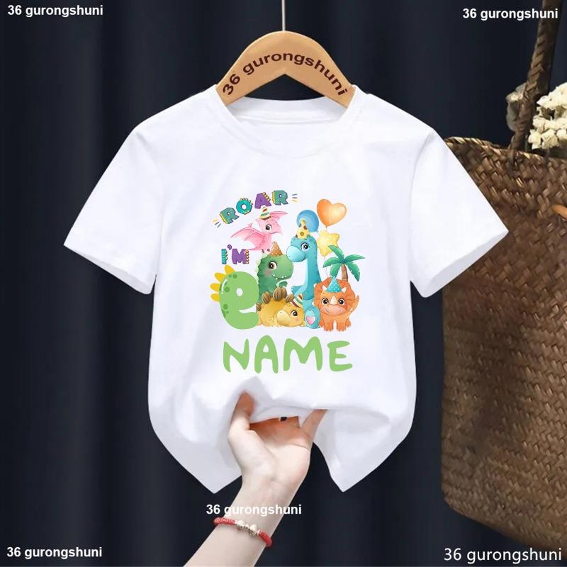 

Personalised Name 3st Birthdaytoddler Dinosaur Shirt First Birthday Baby Shirt Children Tee Dino Theme Cute Boys Birthday Tshirt 150