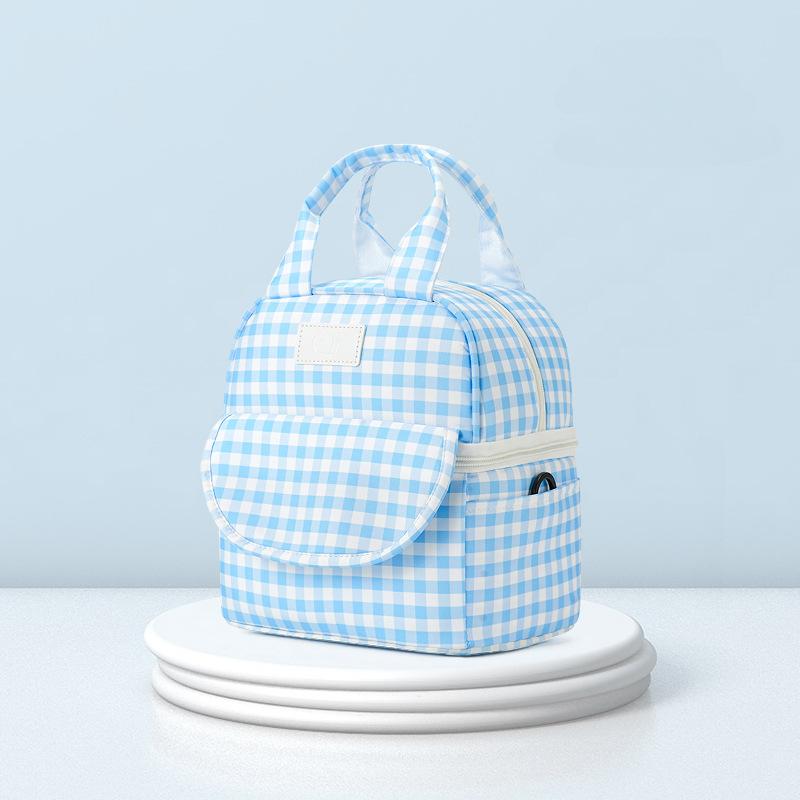 Mother Baby Outing Mommy Bag Fashionable Plaid Tarp Bag Aluminum Foil Ice Bag Breast Milk Storage Mommy Handbag
