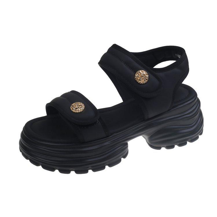 Muffin platform sports style sandals women's summer 2025 new versatile casual height increase Velcro beach sandals
