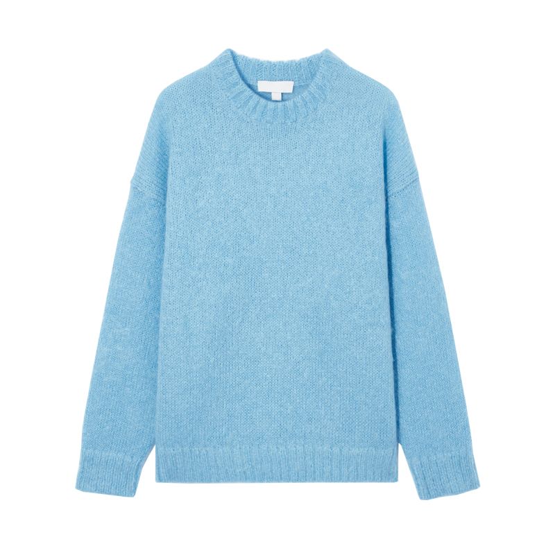 Spring New Arrival Basic Style Loose Casual Sweater round Neck Mohair Blended Sweater 1097008