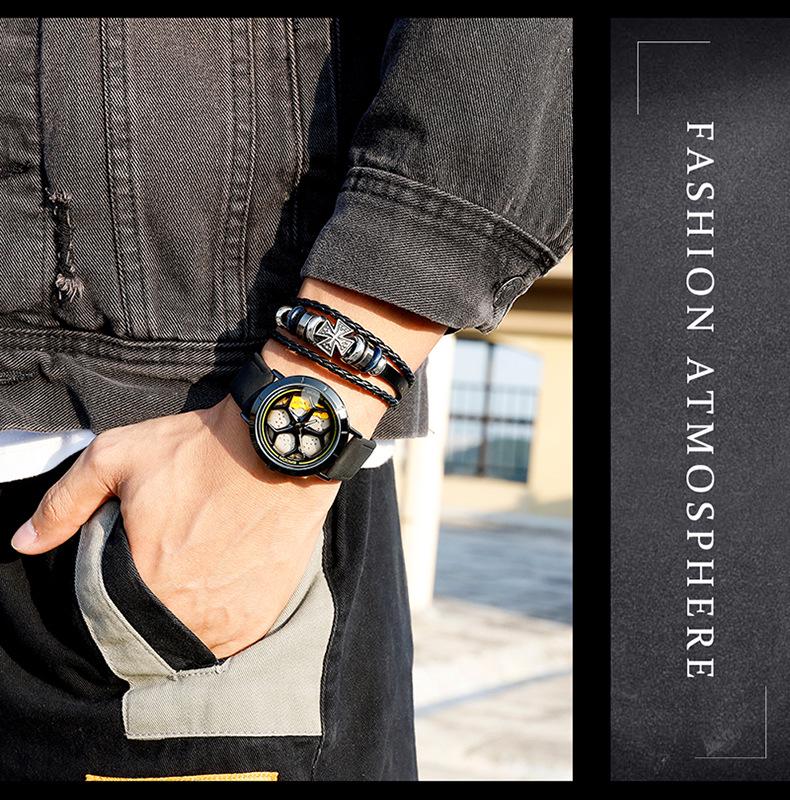 Sanda Men's Personalized Quartz Watch - Leather Strap, Waterproof, Rotating Dial