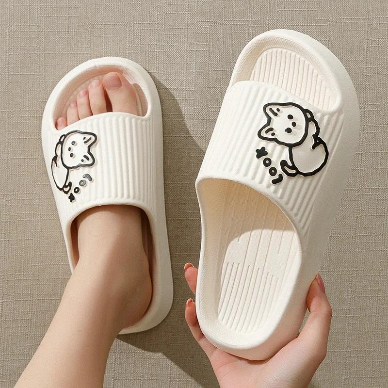 Fashion Women Soft Sole House Slippers 2024 Summer Beach Thick Platform Slipper Sandals Women Korean Eva Slippers Couple Home Flip Flop