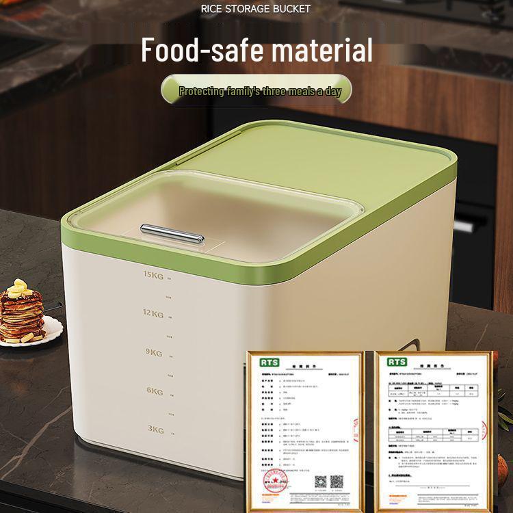 High-Capacity Sliding Lid Rice Storage Bin - Food-Grade Plastic Container for Grains and Flour.
