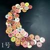 Wooden Buttons, Vintage Button Decorations, Children'S Painted Printed Diy Double-Hole Buttons, 100 Pieces Per Pack