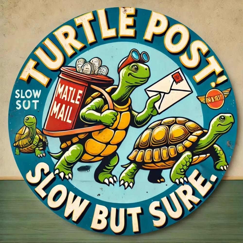 Metal Wall Art Vintage Turtle Design Postal Theme Home Decor Poster 20x30cm