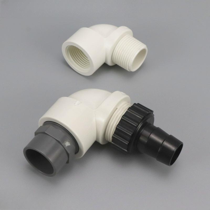 Gomito Filettato Femmina/Maschio in PVC da 1/2'' 3/4'' 1 pollice Adattatore Curva a 90 gradi per Tubo di Alimentazione Acqua in Plastica