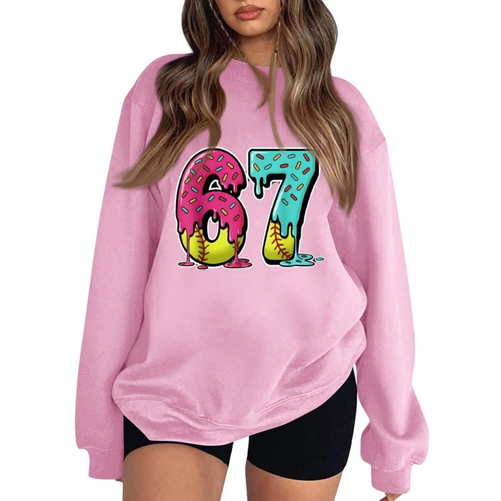 Sudadera de Mujer Casual de Moda de Manga Larga con Cuello Redondo y Estampado