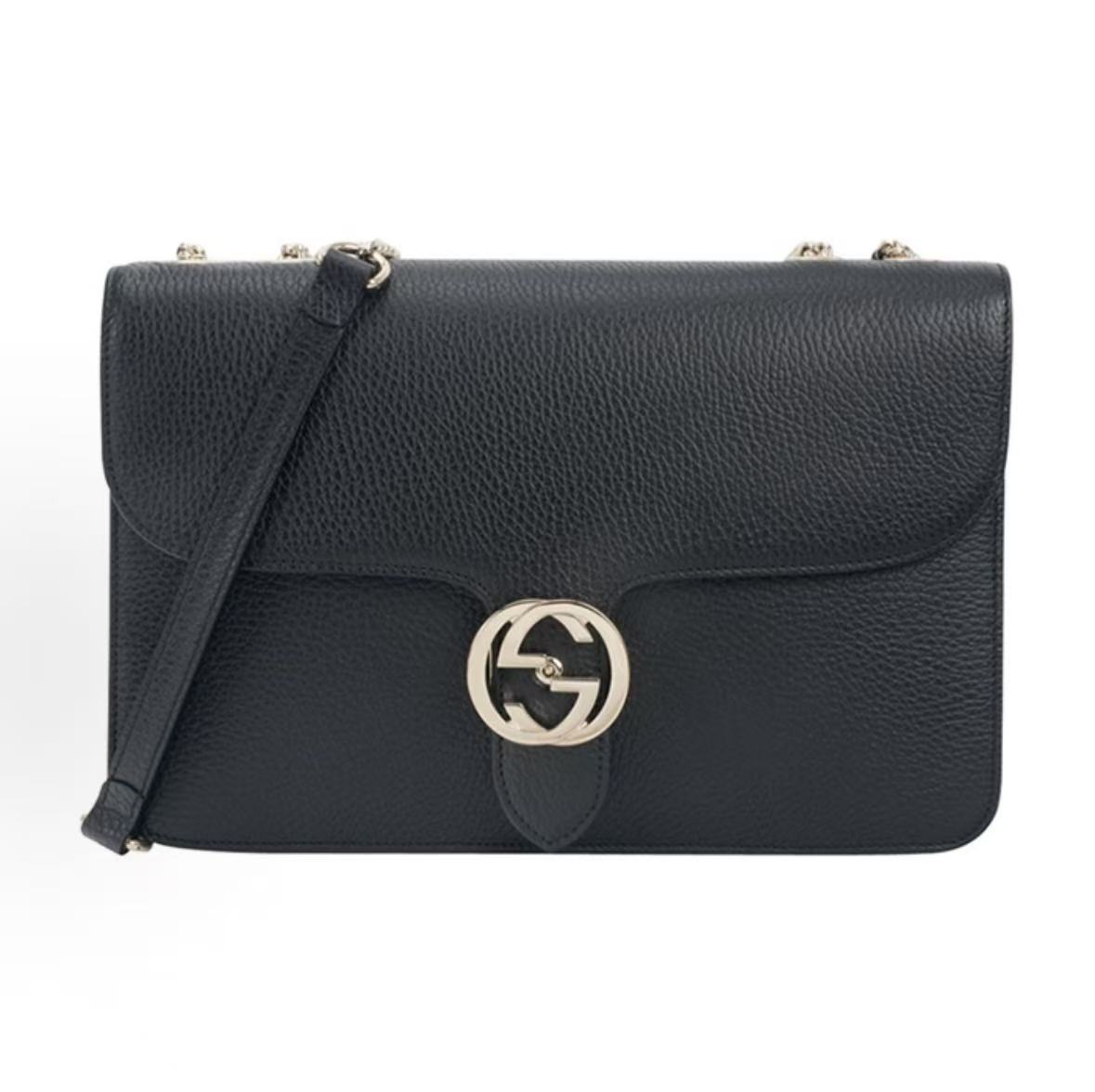 

Gucci Double G Buckle Chain Lychee Leather Postman Bag Organ Bag Shoulder Crossbody Bag Large Women S Black Versatile Recommendation Basic+Dust Bag чорний