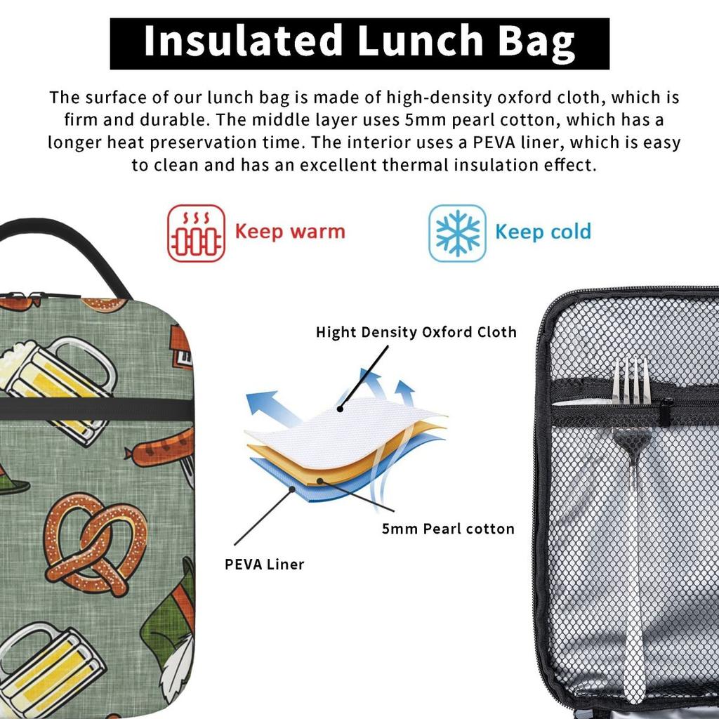 Oktoberfest - Sage Insulated Lunch Bag for Women Office Cooler Thermal Food Box Tote Portable Lunch Boxes Container