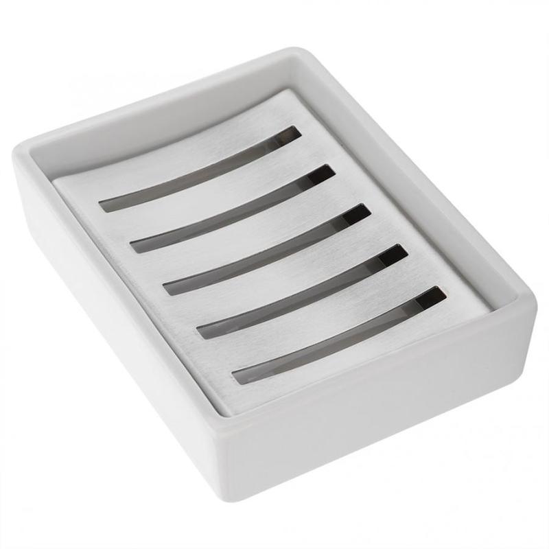Portable Stainless Steel Soap Holder Ceramic Soap Container for Bathroom in the Kitchen | Soap Holders