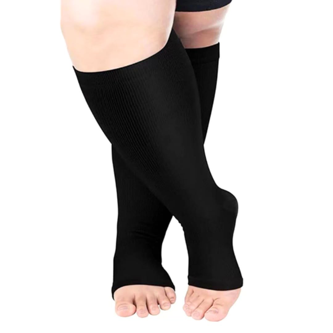 

Uccellino Plus Size Compression Socks, Open Toe, Loose Fit, Support Socks, Stretch, Open Toe Socks (JP, Alphabet, 3XL, 3, Black)