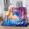 1 Stück Leichtgewichtige Flanelldecke mit Delfin-Aufdruck, Bequeme und Warme Decke, für Camping Sofa Bett und Couch Büro, Geschenk