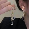 Shiny Zircon Geometric Chain Earrings for Women Luxury Crystal Bowknot Imitation Pearl Water Drop Earring Wedding Party Jewelry