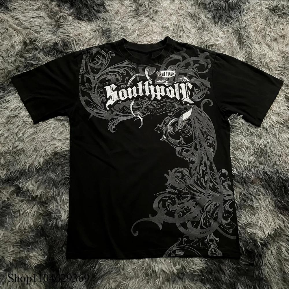 Klassisches Y2K Gothic Stil T-Shirt Druck Oversize T-Shirt High Street Shirts Gothic Rundhals Baumwoll Tops Neues Herren Damen T-Shirt