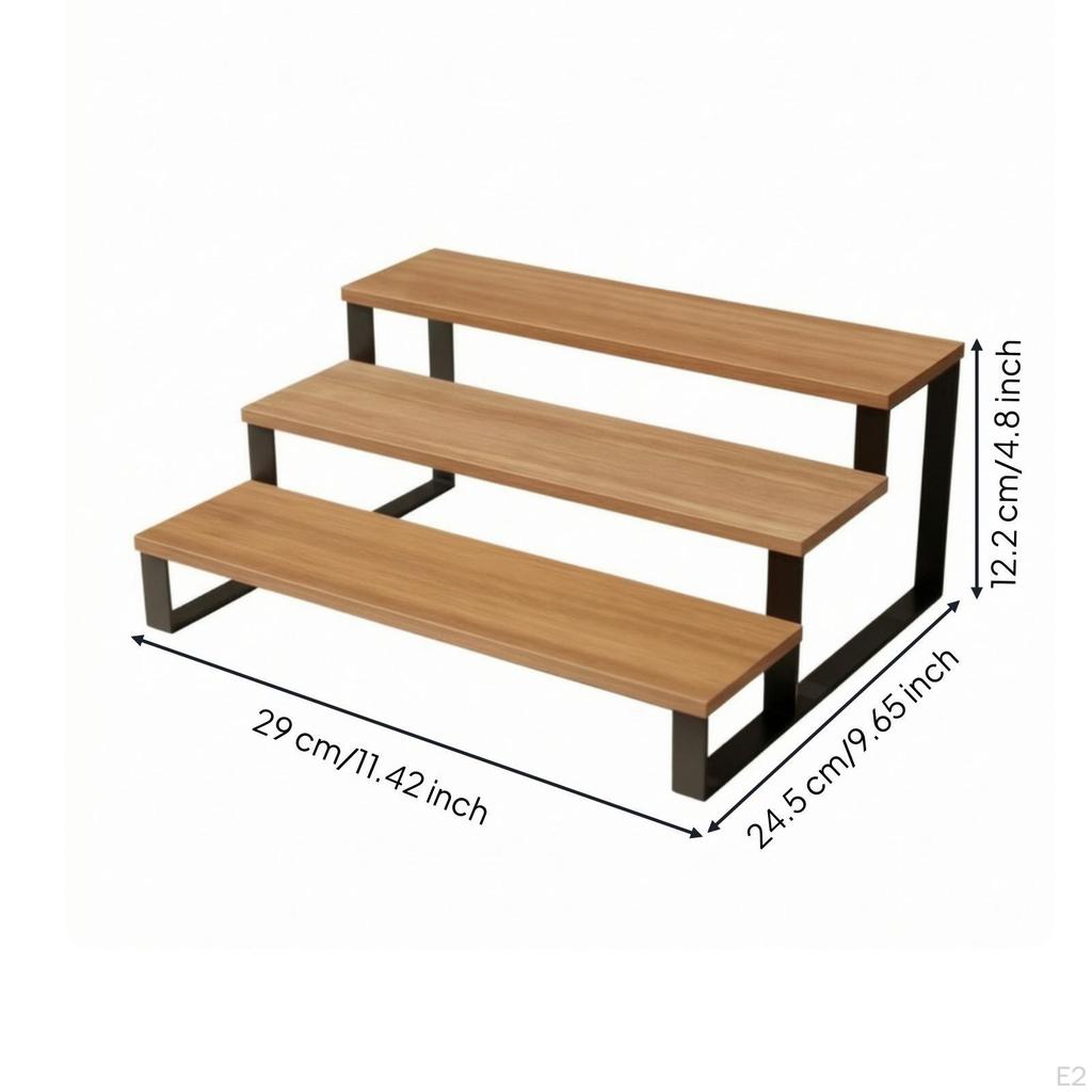 Sturdy 3Tier Display Riser | Wood and Metal Construction, Stand, for Countertop