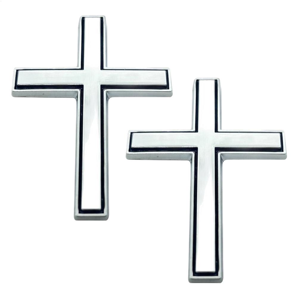 

3D Cross Car Decal Stickers 2pcs/set Automotive Bumper Sticker Badge for Truck Body Trunk Tailgate Window Decor