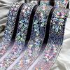 1Yard/90cm Self-Adhesive Rhinestone Trim DIY Multi-color Crystal Rhinestone Trimming Tape AB Color Iron On Crystal Tape