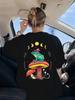 Goblincore Froschmagier auf Pilz Drucke T-Shirts Damen Sommer Kurzarm Tops Weiche T-Shirts Basics Locker Damen Streetwear