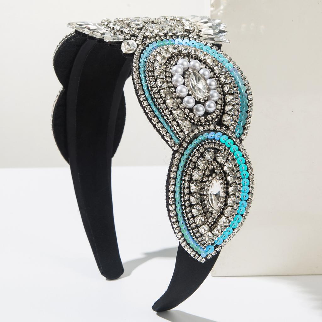 Hochwertiges Barock-Stirnband Strass Perle Pailletten Haarschmuck für Damenparty Glänzendes Haarband Haarreif Mädchen Kopfschmuck