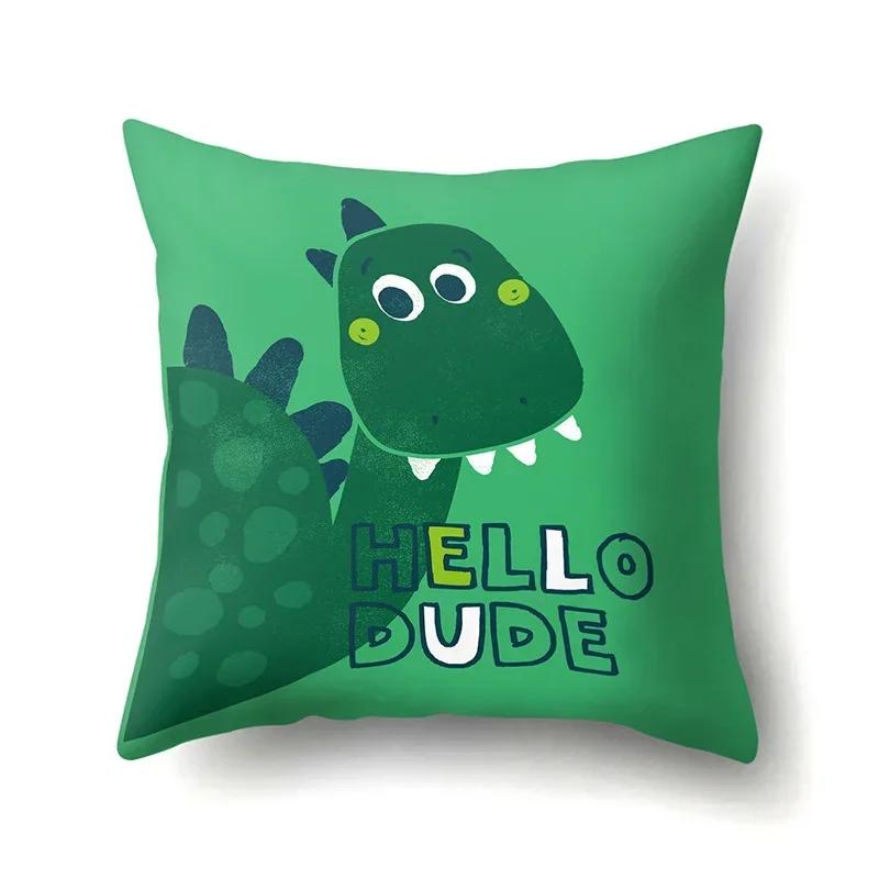 Cute Cartoon Dinosaur Pillowcase  Animal Polyester Cushion Cover Waist Throw Sofa Home Decoration Pillow Cases