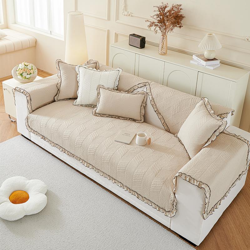 Simple Western-style Non-shrinking All-season Cotton Fabric Sofa Cushion Cover High-end Light Luxury Cotton Cushion Cover