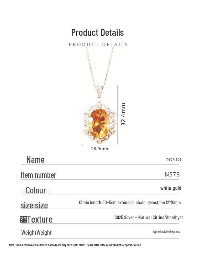 Millennium Cut Amethyst & Citrine Necklace in S925 Sterling Silver