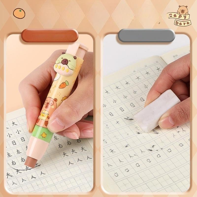 2Pcs Eraser for School Supplies Cartoon-shaped No Residue Cute Cartoon Pencil Erasers High Quality Non Toxic Stationery