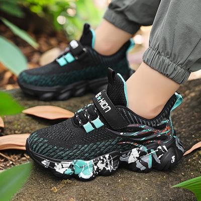Boys Sports Shoes 7-12 Years Old And New Style Breathable Flyweave Mesh Fashion Casual Boys Sports Shoes