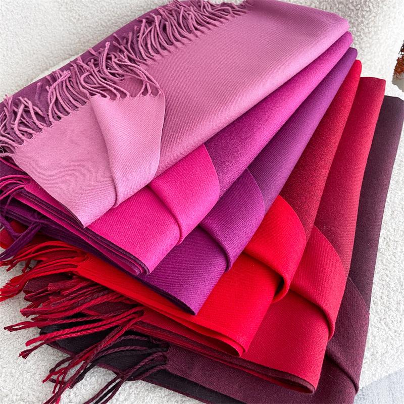 New Luxury 38 Color Winter Scarf for Women Long Warm Cashmere Scarves Hijab Lady Solid Shawl Wrap Pashmina Bandana Head Scarf