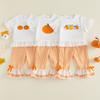 Citgeett Summer Halloween Kids Toddler Girls Outfits Pumpkin Embroidery Short Sleeve Tops Flared Pants Clothes Set