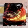 Demon Slayer Anime Flannel Blanket - Soft Warm Perfect for Sofa, Bedding Camping Travel Office Home Decor -QJY