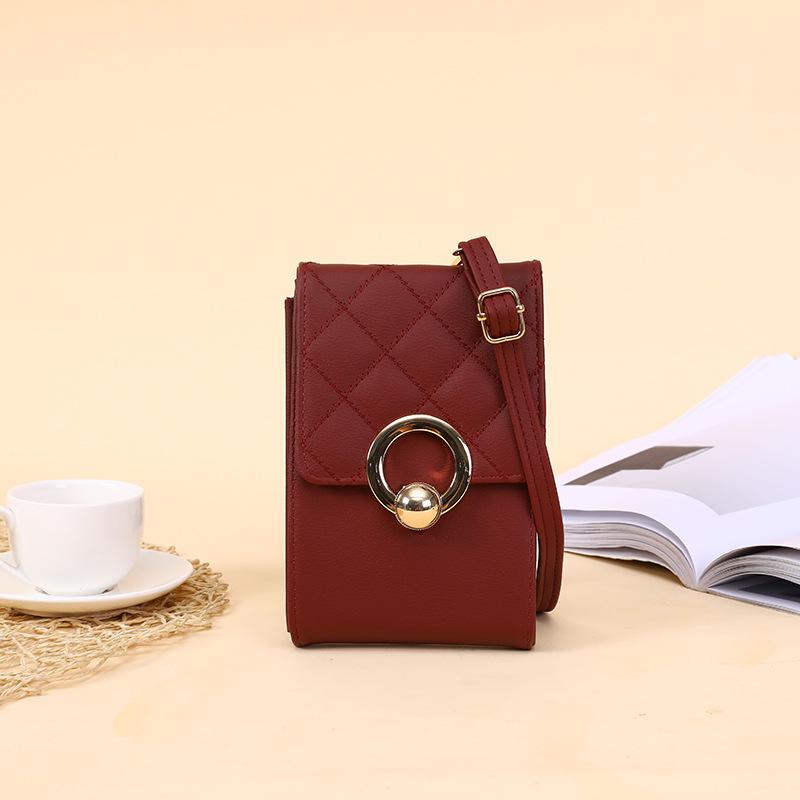 

Новая сумка для мобильного телефона женская на плечо через плечо мини маленькая сумка большой вместимости многофункциональная однотонная простая сумка с ромбами