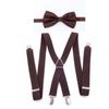 Unisex X-Shape Adjustable Black Suspenders with Bow Tie for Weddings & Performances.