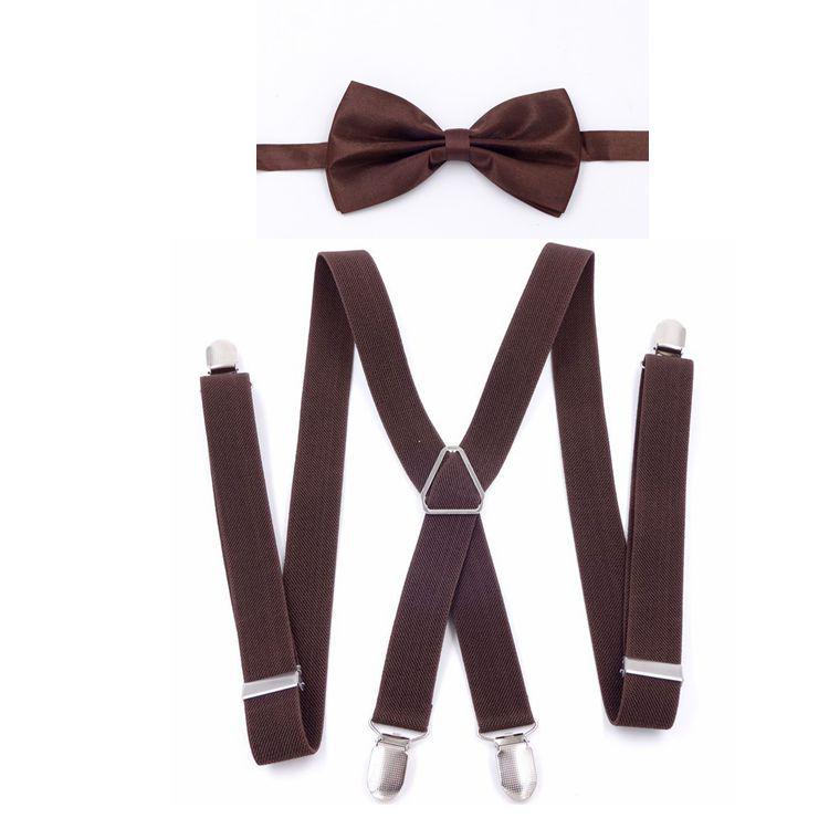 Unisex X-Shape Adjustable Black Suspenders with Bow Tie for Weddings & Performances.