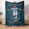 Football Messi Personalized Text Blanket Throw Customizable Blanket Soft & Cozy Perfect for Seaside Nap Home Decor Couch Ideal for All Seasons
