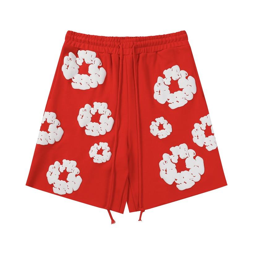 VEZFAA Women's Fashion Summer Spring Loose Casual Flower Print Elastic Waist Shorts Beach Shorts Breathable Wide Leg Shorts