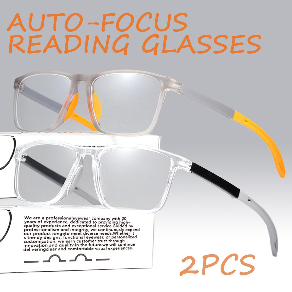 

2 шт. Очки для чтения с автофокусом - Блокирующие синий свет, ПК оправа, Удобная посадка, Стильный унисекс дизайн для мужчин и женщин