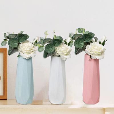 Nordic Style Plastic Vase Rhombus Appearance Living Room Decor Vase Flower Arrangement Room Flower Pot