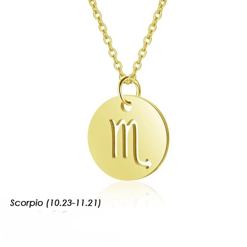 12 Constellation Necklaces for Women Girl Zodiac Sign Gold Color Pendant Necklace Aries Leo 12 Constellations Jewelry