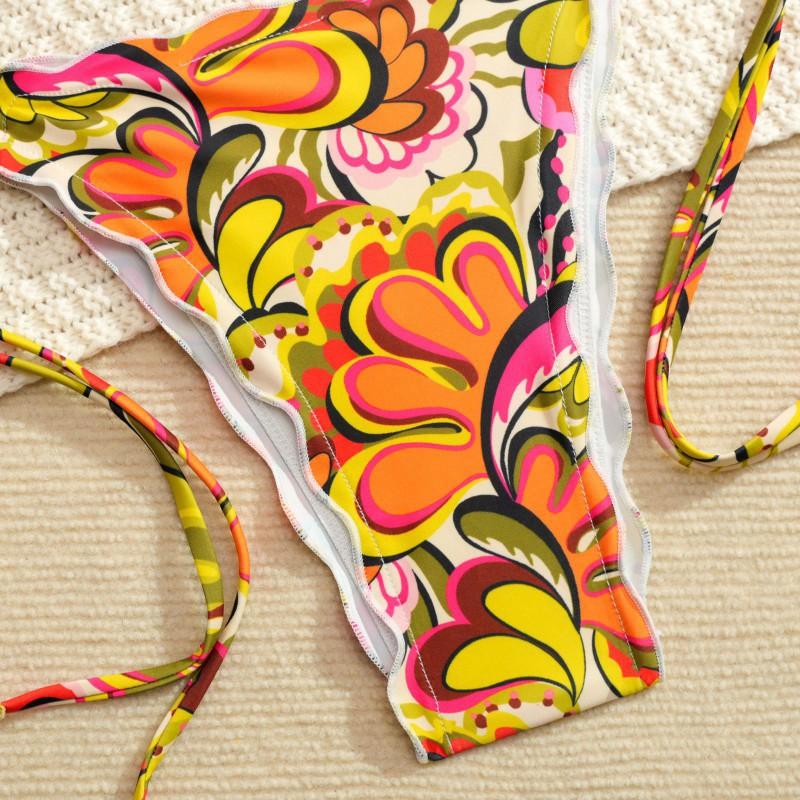 Swimsuit Small Floral Style Full Plaid Split Sexy Vacation New Tropical Girl