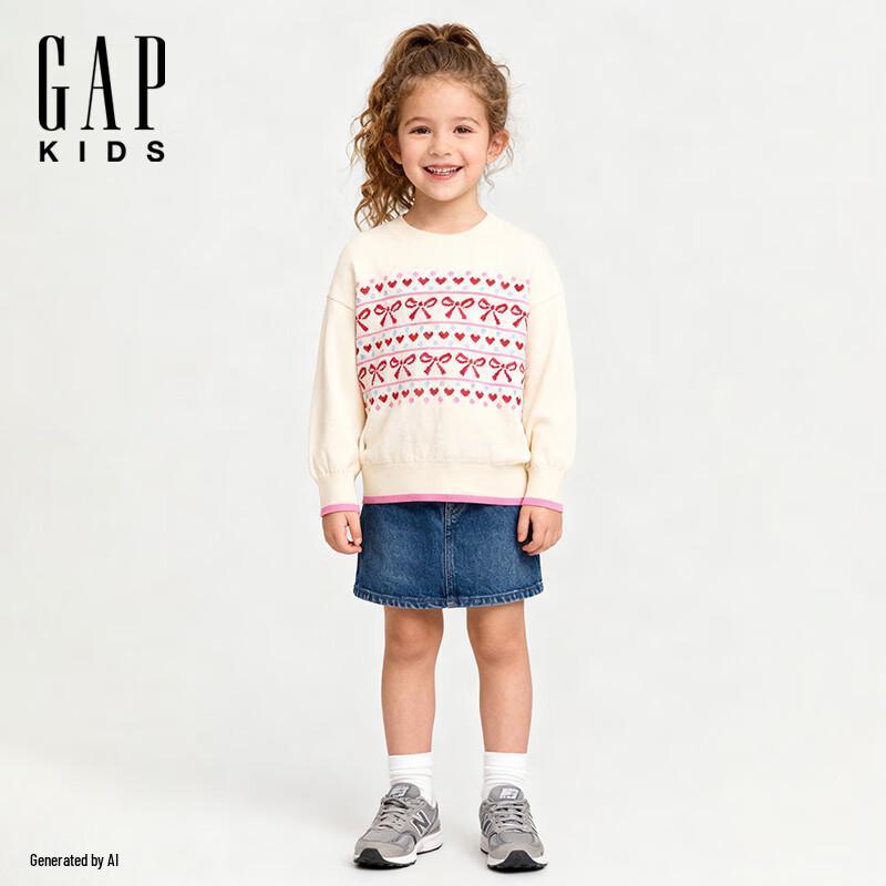 Gap Girl Toddler 2025 Winter Textured Crew Neck Knit Sweater 110/60