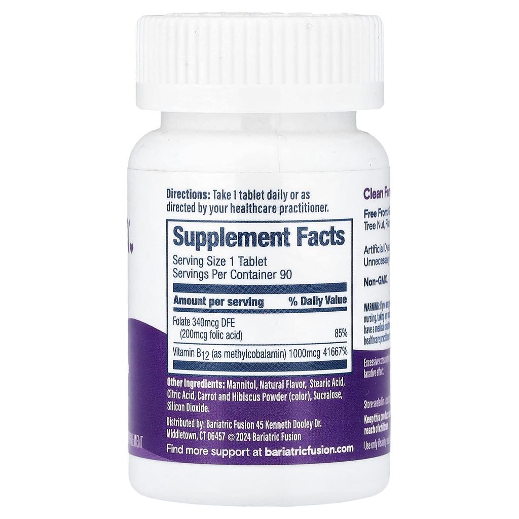 Bariatric Fusion, Vitamin B12, Quick Melt, Grape Flavor, 90 Tablets