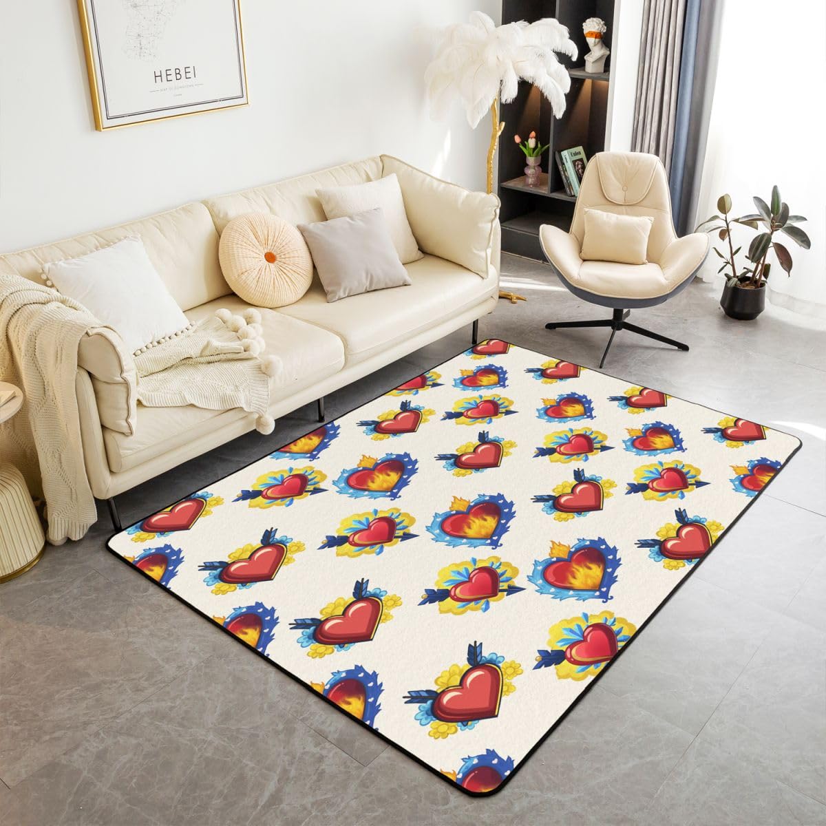 

Erosebridal Leaves Living Room Rugs 5x7 for Bedroom Vibrant Floral Area Rug Boho Farmhouse Carpet Runner Non Slip Retro 70S Theme Indoor Flo 160cm x 200cm